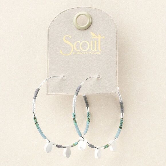 Scott Curated Wears Chromacolor Miyuki Large Hoop - Turquoise Multi/Silver - Picture 1 of 5